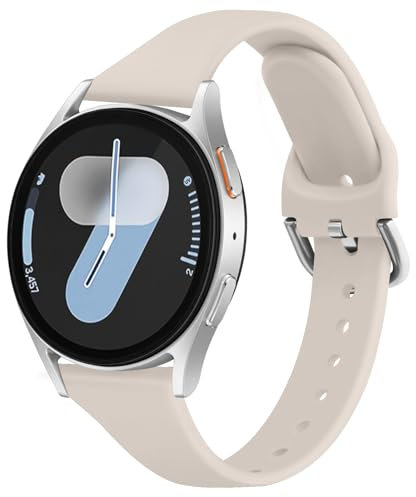 Slim Strap for Samsung Galaxy Watch 7/6/5/4 40mm 44mm, 20mm Adjustable Silicone Replacement Sport Band for Active 2/Watch 3 (Starlight) - for Women and Men