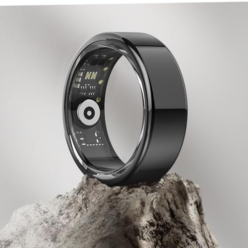 DEKELIFE 2024 Neu Smart Ring Herren Damen, Fitness Ring Tracker Gesundheitsring mit Herzfrequenz, SpO2, Schlaftracker, 100+ Sportmodi IP68 Wasserdicht Smartringe für Android und iOS, Size 8, Schwarz