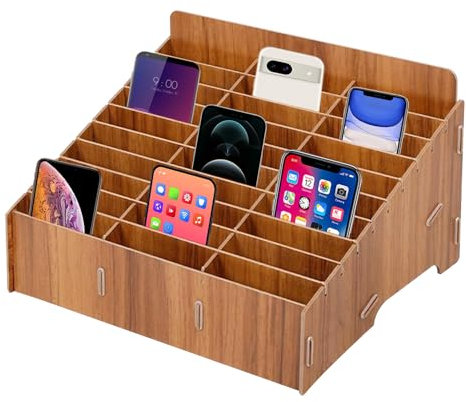 Scatola Di Immagazzinaggio Del Telefono Cellulare, 30 Griglie Contenitore In Legno Per Telefoni Cellulari Gestione Telefonia Mobile Scaffale Porta Biglietti Da Visita Espositore Adesivi E Organizer