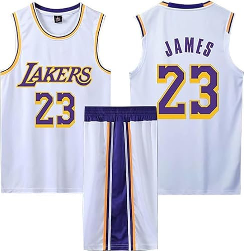 2-Teiliges Kinder/Erwachsene Basketball Trikot Shirt und Shorts, Kinder/Erwachsener Basketball Trikot Set, Basketball-Spieltrikots für Herren/Jungen weiß XL