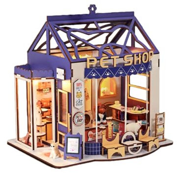 Miniatur-Puppenhaus-Bausatz for Selbermachen, Gartenhaus, 3D-Buchstützen-Puzzlespielzeug aus Holz for Selbermachen mit LED-Licht, handgefertigtes Kunsthandwerk for Erwachsene, Geburtstagsgeschenk for