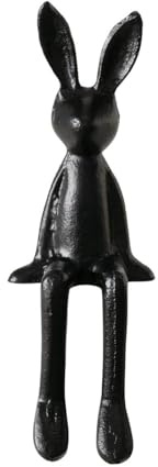 MF Decorative Aluminum Rabbit Shelf Sitter, Black Metallic Finish, 19 inches High Kantenhocker Hase Kani – Stilvolle Osterdekoration aus Metall 19cm in schwarz