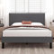 VECELO Polsterbett 140 x 200 cm Doppelbett Bettrahmen mit Höhenverstellbarem Kopfteil, Gepolstertes Bettgestell mit Lattenrost, Samtbezug, für Erwachsene & Jugendliche, Ohne Matratze, Grau