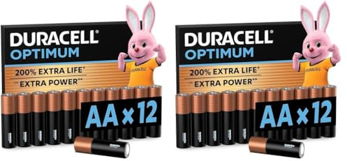 Duracell Optimum Batterien AA, 12 Stück, bis zu 200% zusätzliche Lebensdauer oder extra Power (Packung mit 2)