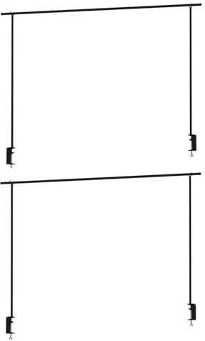 Home4You 2 Deko-Tischgestelle zum Klemmen - Breite 176 cm - Ausziehbar auf bis zu 250 cm - Metall - Schwarz - Tischstange Dekostange Tischdekorationshalter