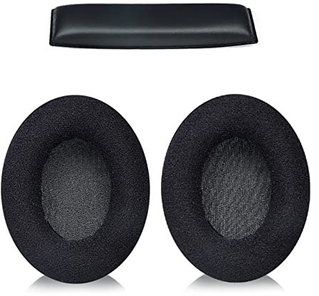 Greabuy Almohadillas de cuero y tela para auriculares Sennheiser HD200 con espuma viscoelástica