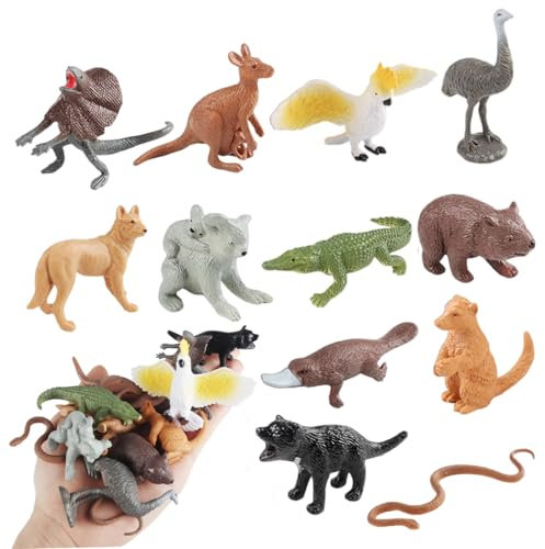Pesoncarl 12pcs Tierfiguren für Kleinkinder, realistische kognitive Tierspielzeug, Simulation australische Figuren, Desktop -Dekorationspädagogikspielzeug für Kinder Jungen Geschenke, Spielzeug
