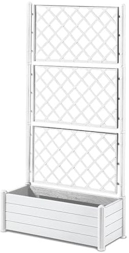 Fioriera con vaso largo cm 100 Spalliera Grigliata alta cm 195 separe' bianco graticola rampicante modulabile e componibile per Esterni Giardini Terrazze separatore ambienti locali commerciali