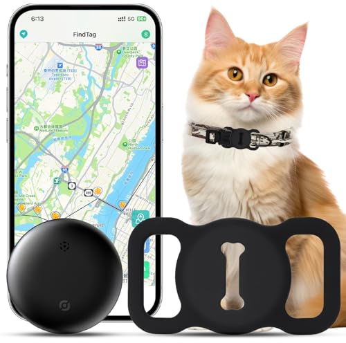 Cat Tracker, Cat Tracker Collar, Real Time GPS Pet Track-er for Cats and Dogs, Dog Tracke-r with No Monthly Fees- Works Compatible with Apple Find My (Only iOS), Anti-Lost Cats Gps Tracke-r for Dog