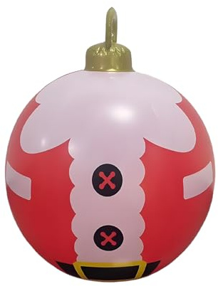 Aufblasbare Weihnachtskugel, großes aufblasbares Hofdekor von 24 Zoll, niedlicher Baumschmuck mit leuchtenden festlichen Farben, wetterfestes Design für Balustren, Zweige