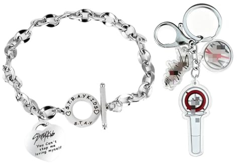 QOCUILC 1 Stück Edelstahl Armband, Unisex Silber Bracelet, Herz Anhänger Armbänder, Schlüsselanhänger-Zubehör Fanartikel