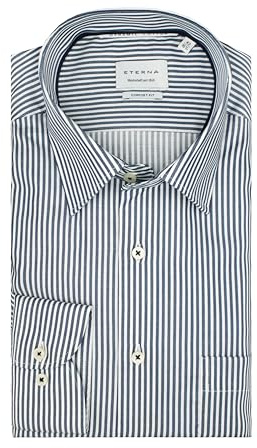 ETERNA Herren Langarm Hemd Comfort FIT | Dynamic Cotton™ | Streifen Blau-Weiß | 100% Baumwolle | Kentkragen Gr. 48