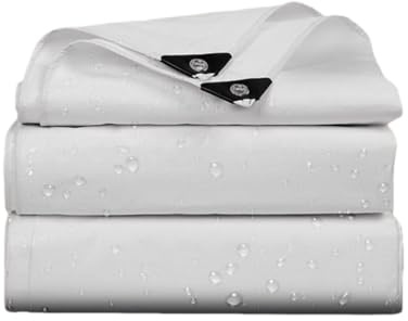 Telone Occhiellato Telo Multiuso 190 x 300 cm Extra Impermeabile Telone di Copertura con Occhielli per Esterno, Giardino, Gazebo, Campeggio, Piscina, Barche, Legno, Bianco