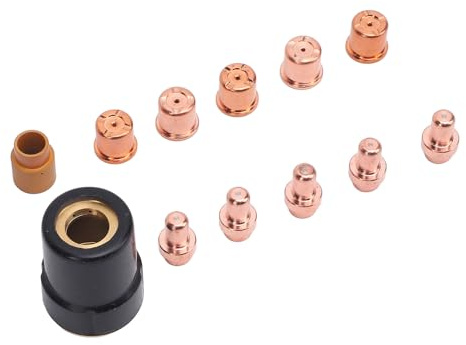 Aolidsive Plasmaschneider-Spitzen-Elektroden-Kit, Messingkonstruktion, 12 Stück für Versa Cut 40A CB50-Brenner mit 1,2 Mm Durchmesser für Effizientes Schneiden