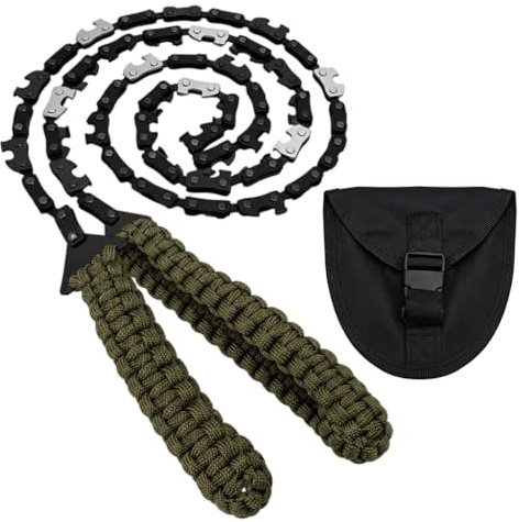 Pocket Chainsaw with Paracord Handles Portable Survival Wood Cutting Saw | Compact Fast Cutting Emergency Gear for Wood Trees Camping Hiking Backpacking and Outdoor Kits Portable Wood Cutting Tool