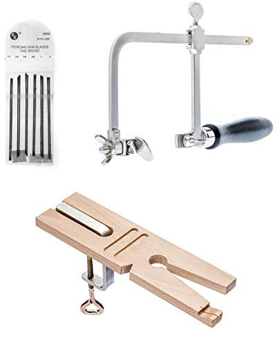 SE 3-in-1 Professional Jeweler's Saw Set - Saw Frame, 144 Blades, and V-Slot Bench Pin with Clamp - Versatile Tools for Precise Jewelry Making