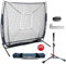 PowerNet Übungsnetz + Deluxe-Tee Strike Zone gewichteter Trainingsball Bundle (Marineblau) | Baseball-Softball Pitching Batting Coaching Pack Arbeiten auf Spielfeld-Genauigkeit Bauplatte Vertrauen
