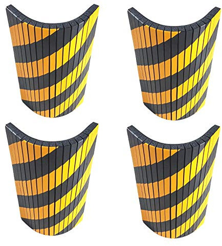 SNS SAFETY LTD Pare-Chocs, Adhésives, pour Protéger Les Garages, Entaillé pour s'adapter aux Bords Arrondis, 44x25x2cm, 4 pièces (Noir Jaune)