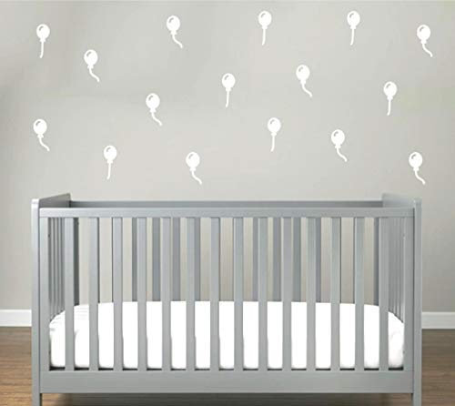 Luftballon Sticker 40 Teilig Set Aufkleber Wandtattoo Babyzimmer Ballons Deko Decal (Weiß)