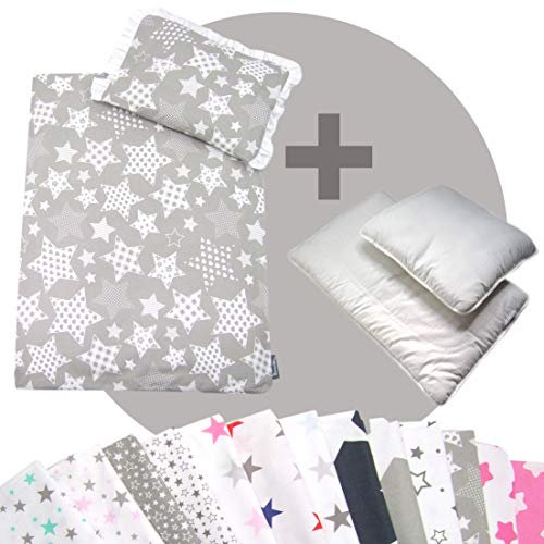 Rawstyle 4 TLG. Set Bezug (Stars) für Kinderwagen Bettwäsche Decke + Kissen + Füllung (Design 5)