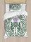 ABAKUHAUS Distel Bettbezugs Set für Einzelbetten, Rund Blatt Ornament, Milbensicher Allergiker geeignet mit Kissenbezug, 130 x 200 cm, Reseda Grün