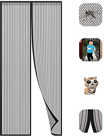 PENGXIN Porte Moustiquaire Magnétique, Rideau de Porte Anti-moustique, Fermeture Automatique, Installation Facile Sans Outils, Noir