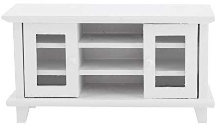 1:12 Puppenhaus, Miniatur Puppenhaus Wohnzimmer Möbel Puppenhäuser Dekoration Ornamente Zubehör, Holz TV Kabinett Puppenhausdekoration (Weiß)