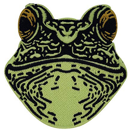 Finally Home Detaillierter Grüner Frosch Kopf Patch zum Aufbügeln | Tiere Patches, Wasser Bügelflicken, See Flicken, Aufnäher