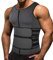 Memoryee Herren Neopren Sauna Weste Body Shaperwear Schwitzweste Taille Trainer Fitness Korsett Reißverschluss Tank Top/Grey(Double Belt)/M