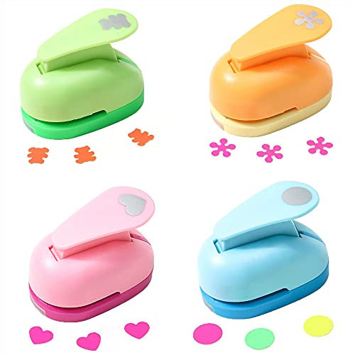 4 Stück Scrapbook Stanzer, Motivstanzer, Papierstanzer, Motivstanzer Set, Mini Motivlocher, Kinder Papier Craft Punch, für Bastelarbeiten, Grußkarten, Fotoalben, Tischkarten, Scrapbooking