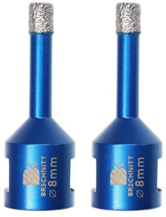 Broca de diamante de 8 mm, 2 piezas M14 Sierra perforadora de diamante soldada al vacío para baldosas, gres porcelánico, cerámica, mármol, granito, perforación