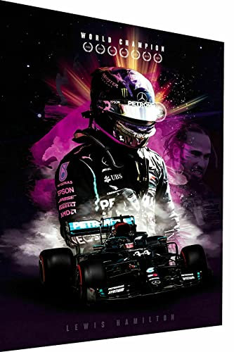 Magic Canvas Art Leinwand F1 Formel1 Lewis Hamilton Leinwandbild 1- teilig Hochwertiger Kunstdruck Wandbilder – B8137, Größe: 75 x 50 cm