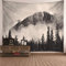 EHOMERY Wandteppich Mädchen Teenager Wanddecke Deko Grau-Weiß Nebel In Den Bergen Wandbehang Om Wanddekoration Großflächig Wandschmuck Schlafzimmer Wohnzimmer 200X200Cm