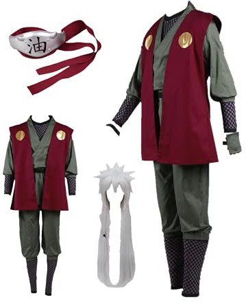 Jiraiya Herren Cosplay Kostüm Rot US-Größe Rot XL