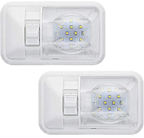 ANYPOWK 12 voltios LED Luces LED para VR con Interruptor de Encendido/Apagado – Luz Diurna 6500 K 3,5 W 400 LM, Iluminación Interior para RV, Furgoneta, Remolque, Barco – Juego de 2