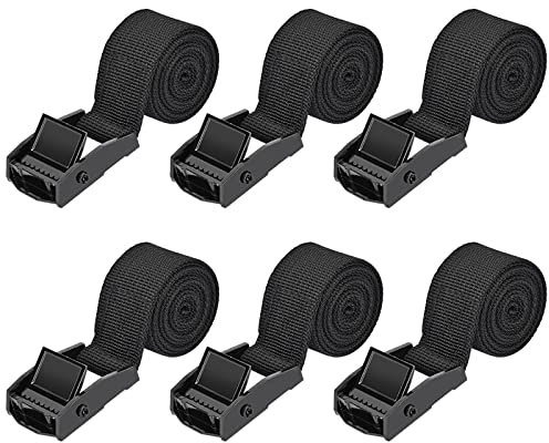 Kshineni Spanngurt Befestigungsgurt 6 Stück Zurrgurt 1 m x 25 mm Spanngurte Kurz Expander mit Klemmen Spanngurte Spannbänder mit Klemmschloss (Schwarz)