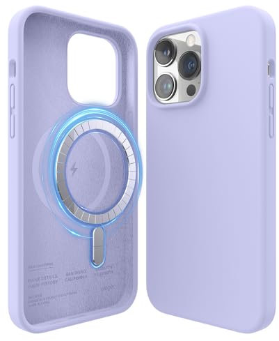 elago Magnetic Silicone Case Compatible with iPhone 14 Pro Max Case (6.7), Compatible with MagSafe All Accessories, Built-in Magnets, Premium Liquid Silicone, Protective Cover (Purple)