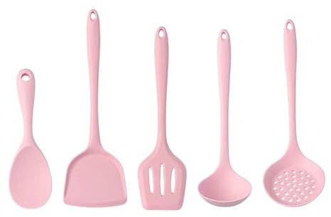 Pentole 5 pezzi utensili da cucina set cucchiaio, spatola, mestolo, utensili antiaderenti, utensili da cucina, accessori da cucina (colore: rosa)