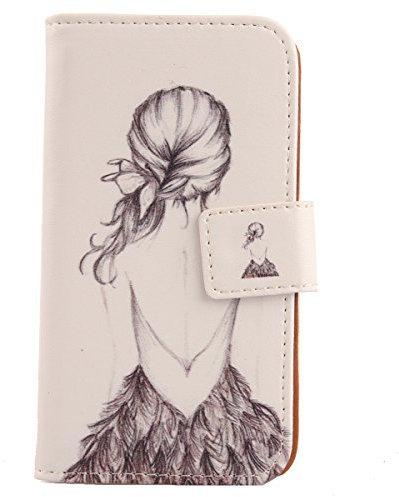 Tnviud PU Flip Leder Tasche Hülle Case Cover Handytasche Schutzhülle Etui Skin Für Artfone C1+ Seniorenhandy 1.77 (Back Girl Design)
