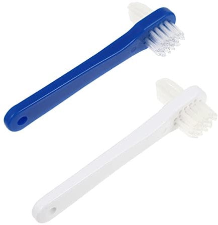 2 Stück Zahnersatzbürste mit doppeltem Kopf zur Reinigung der Zahnersatz Zahnreinigung Zahnbürsten mit doppeltem Kopf für die Pflege