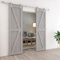Rail Porte Coulissante Inox Double 200cm Kit Roulette Suspendue Systeme Noir pour 2 Porte Coulissante Interieur 50cm Large, Acier Inoxydable I Forme