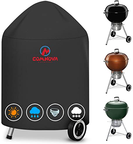 Comnova Holzkohle-Kugelgrill Abdeckung - 600D BBQ Abdeckung für Weber 18 Zoll Holzkohlegrill, Heavy Duty wasserdichte Abdeckung für Weber 18 Zoll Original Holzkohlekessel, Cuisinart 18 Zoll Kugelgrill