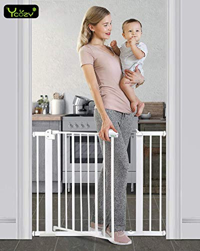 Ycozy Treppenschutzgitter Türschutzgitter Hund Türschutzgitter Katze Hauck Treppengitter Baby Ohne Bohren Treppengitter für Hund Mit Druckbefestigung Höhe 77 cm Breiten 135-174cm