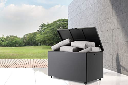 Coffre de jardin piscine verrouillable en aluminium 1100 L avec peinture epoxy (Gris Foncé)