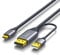 WJESOG Displayport vers USB C Câble 6.6ft 4k@60Hz avec Alimentation USB, Convertisseur DP Mâle vers Type C Mâle Prend en Charge Touch avec Nreal Air VR, MacBook Pro/Air,iPad Pro/Air,