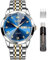 OLEVS Orologio da uomo con diamanti per affari, orologio analogico al quarzo in acciaio inossidabile, impermeabile, luminoso, con data, due toni, orologio da polso casual di lusso