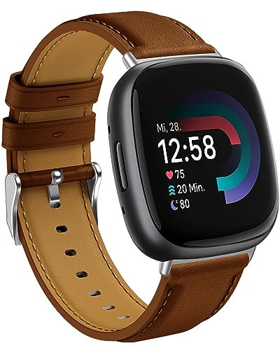 Hatolove Kompatibel Mit Versa 4/3 Armband - Weiches Leder für Fitbit Versa 4/3, Sense/Sense 2 - Herren Damen