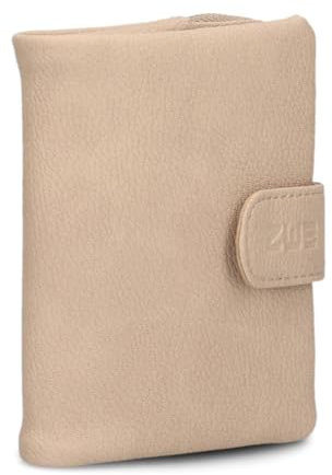 Zwei kleine Damen Geldbörse M.Wallet MW5 Portemonnaie aus weichem Kunstleder, Geldbeutel mit Druckknopf & Reißverschluss-Münzfach, 6 Kartenfächern, 4 Einsteckfächern, 1 Scheinfach (Nubuk-Sand)