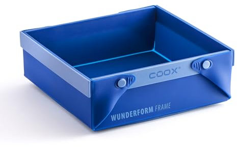 coox WUNDERFORM Frame SQ in Blau: Die erste faltbare Silikon Kastenform für grenzenlose Backkreationen - perfekt für Kuchen, Brot und Aufläufe