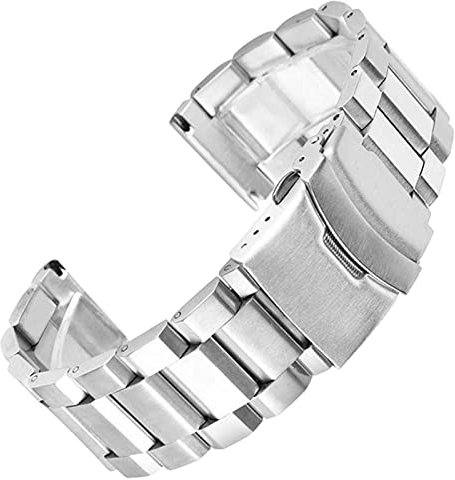 DHAEY 18mm 19mm 20mm 21mm 22mm 23mm 24mm Universelles massives Edelstahl-Uhrenarmband Metall-Armband Link-Armband-Bügel-Zubehör Uhrenarmband Edelstahl (Color : Silver, Size : 21mm)